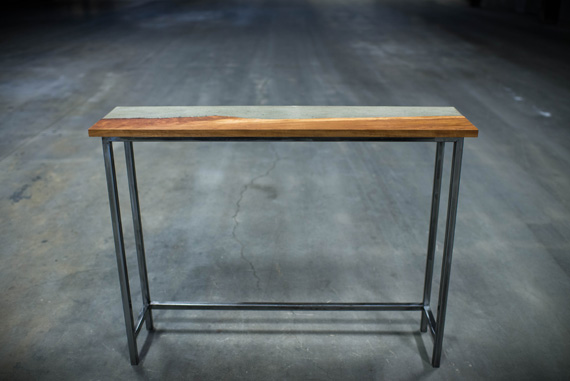 concrete and cherry top with steel base. 1ft x 4ft x 3ft