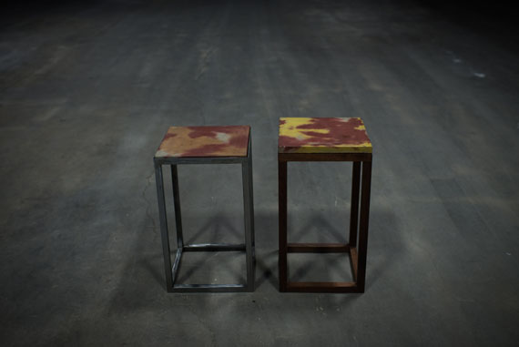 Pigmented Concrete Top. Welded Steel Base
                                18in x 18in x 24in